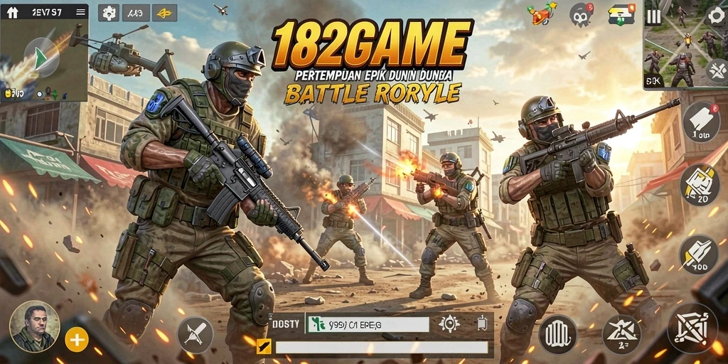 Screenshot menunjukkan aksi pertempuran seru di 182GAME.