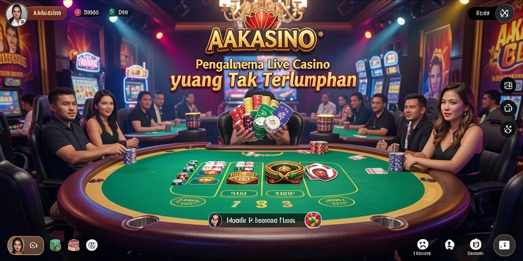 Screenshot AAKASINO menampilkan dealer langsung dan gameplay yang menarik.