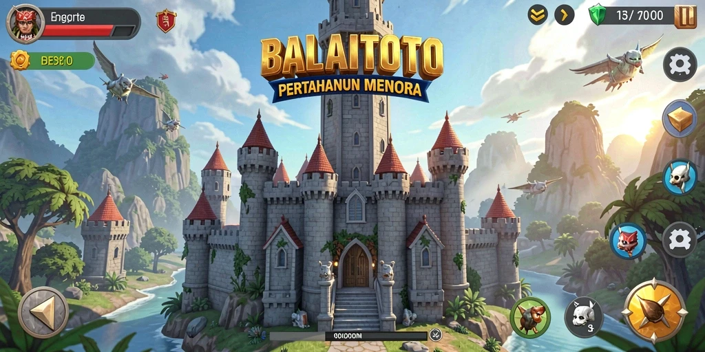 Screenshot gameplay BALAITOTO menampilkan aksi seru pertahanan menara.