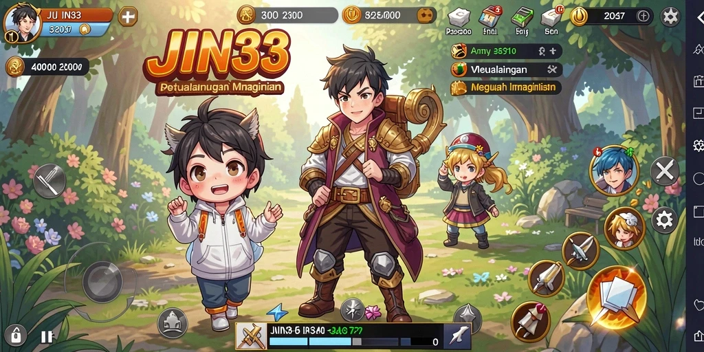 Gameplay JIN33 menampilkan karakter anime dalam pertarungan epik dan penuh warna.