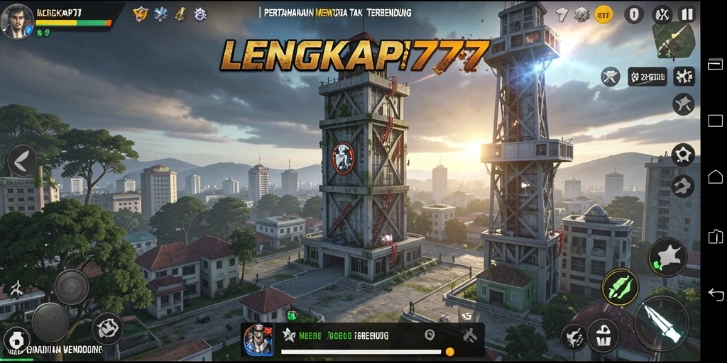 Tampilan gameplay seru dari LENGKAP777 Tower Defense.