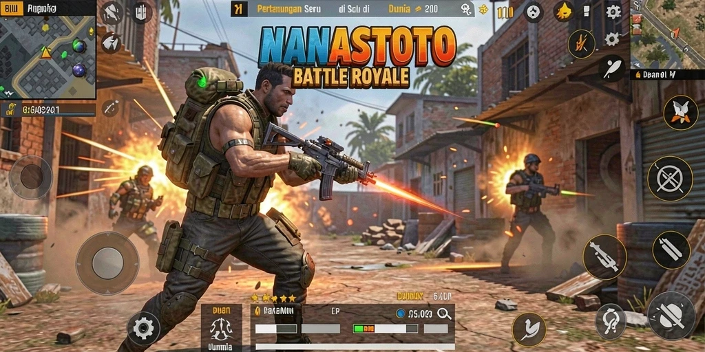 Tangkapan layar gameplay <strong>NANASTOTO</strong> menunjukkan aksi pertarungan yang mendebarkan.