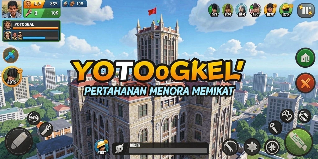 Screenshot utama YOTOGEL menampilkan aksi pertahanan menara yang mendebarkan.